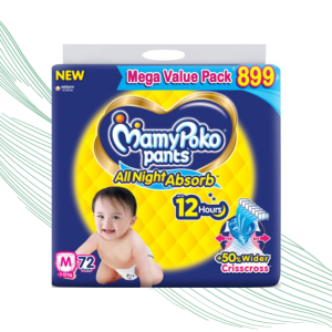 MamyPoko Pants All Night Absorb Baby Diapers Medium (M), 72 Count 7-12 kg