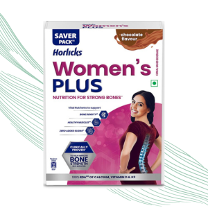 Horlicks Women's Plus Chocolate Nutrition Drink 400 g Refill Pack, Nutrition for strong Bones with 100% daily Calcium & Vitamin D - No Added Sugar
