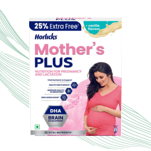 Horlicks Mother's Plus Vanilla 400 / 500 g BIB, For Pregnancy and Lactation with Protein for Birth Weight and DHA for Brain Development- No Added Sugar