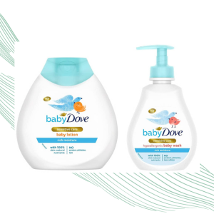 Baby Dove Rich Moisture Hair to Toe Baby Wash, 200 ml & Rich Moisture Nourishing Baby Lotion (200ml) Combo