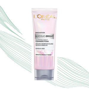 L'Oreal Paris Glycolic Bright Daily Foaming Face Cleanser, 100ml | Glycolic Acid Face Wash for Dull Skin | Daily Glowing Facial Cleanser | Suitable for All Skin Types