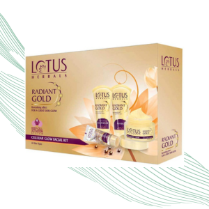 Lotus Herbals Radiant Gold Facial Kit For Instant Glow With 24K Pure Gold & Papaya,4 Easy Steps, 170g